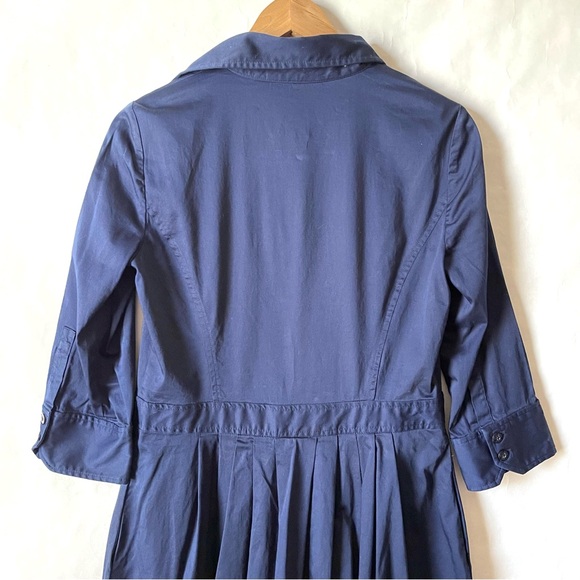 Lauren Ralph Lauren Navy Blue Pleated Shirt Dress Womens Size 10 Button Up - Picture 5 of 11